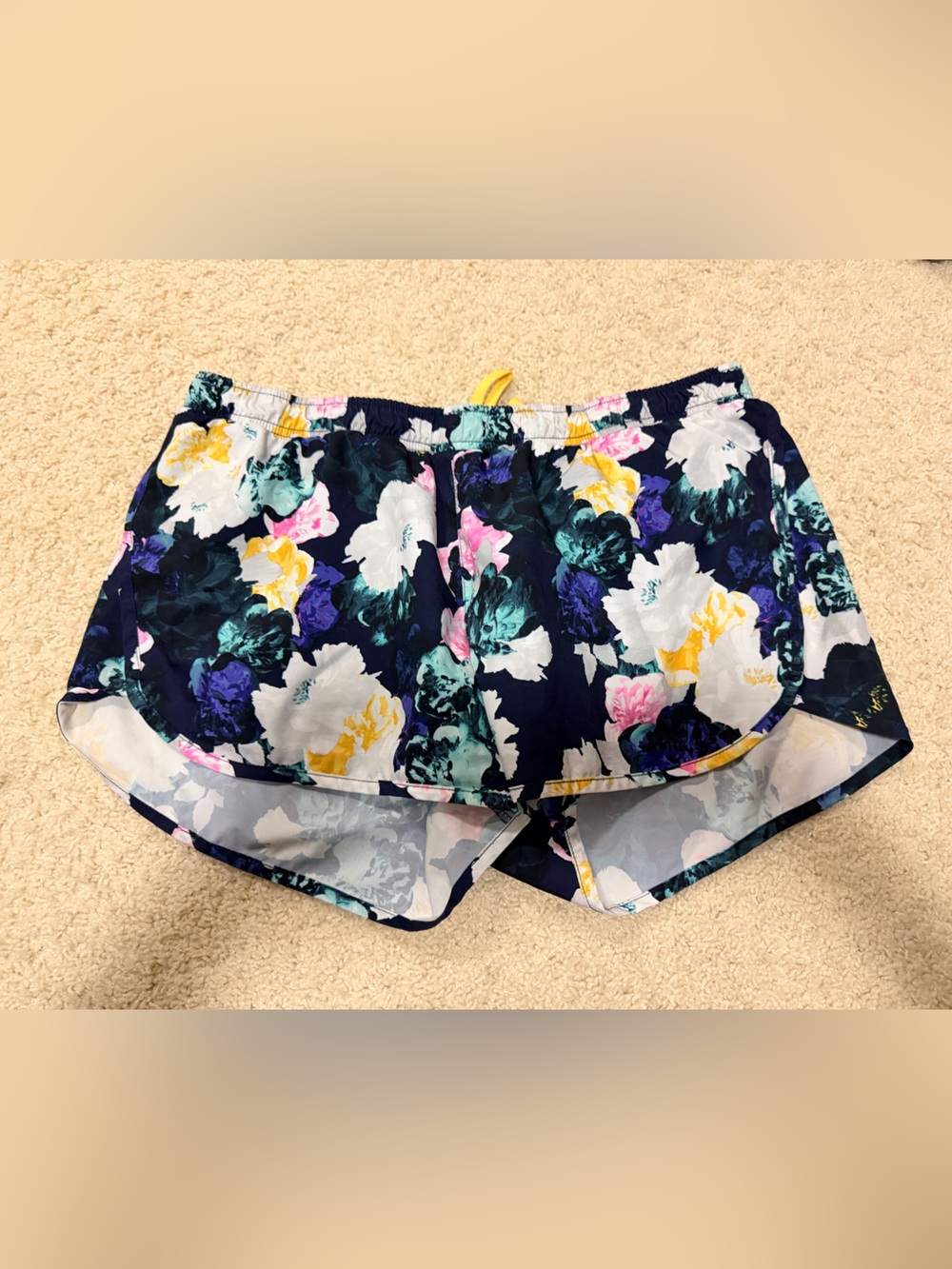 Old Navy Navy Floral Athletic Shorts with Multicolor Blooms